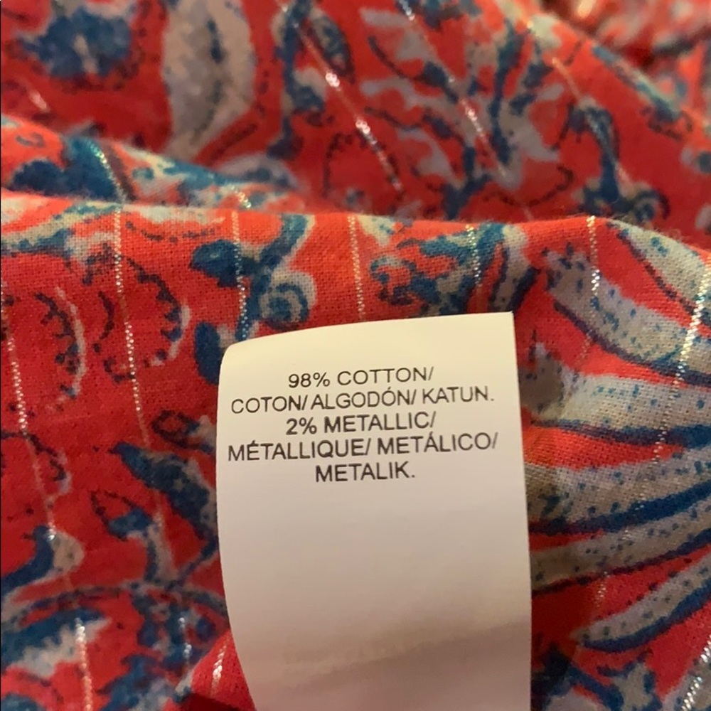 ✅Sols✅Lucky Brand Pink Printed Cold Shoulder Top - Picture 5 of 5